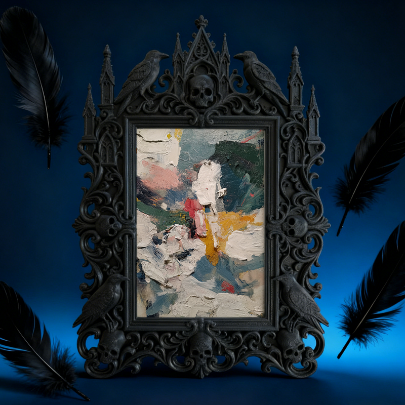 Bold Gothic Dark-style Photo Frame | Dark Calligraphy Ink Stone Shop Decor, Photo Ornament, Wall/Table Dual-use, Stain-resistant Frame