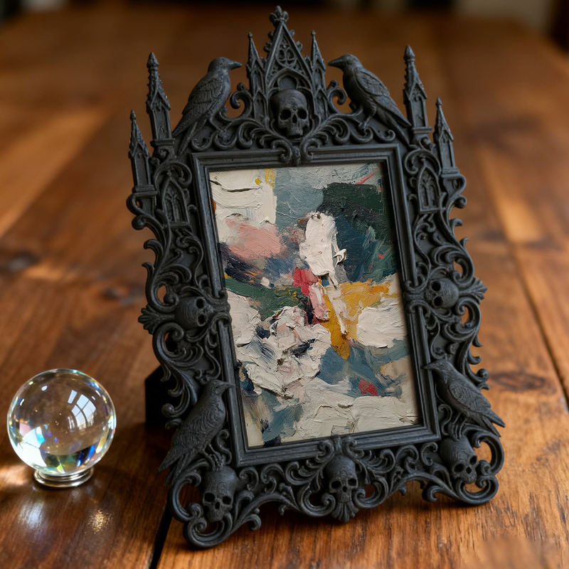 Bold Gothic Dark-style Photo Frame | Dark Calligraphy Ink Stone Shop Decor, Photo Ornament, Wall/Table Dual-use, Stain-resistant Frame