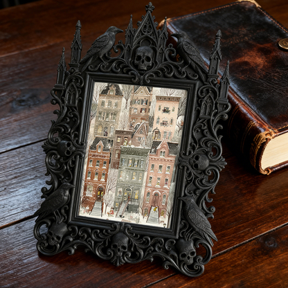 Unique Gothic Dark-style Photo Frame | Witchy Crystal Grid Workshop Decor, Photo Ornament, Wall-mountable & Tabletop, Lightweight Frame