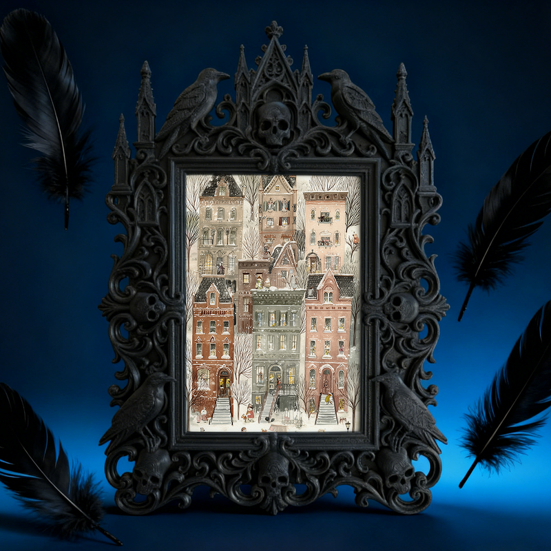 Unique Gothic Dark-style Photo Frame | Witchy Crystal Grid Workshop Decor, Photo Ornament, Wall-mountable & Tabletop, Lightweight Frame