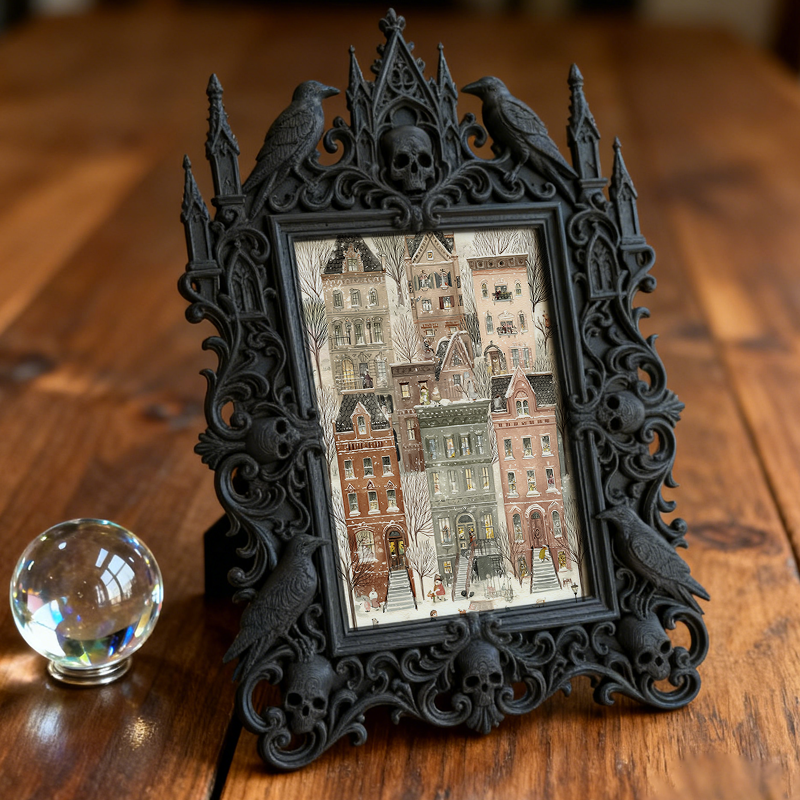 Unique Gothic Dark-style Photo Frame | Witchy Crystal Grid Workshop Decor, Photo Ornament, Wall-mountable & Tabletop, Lightweight Frame