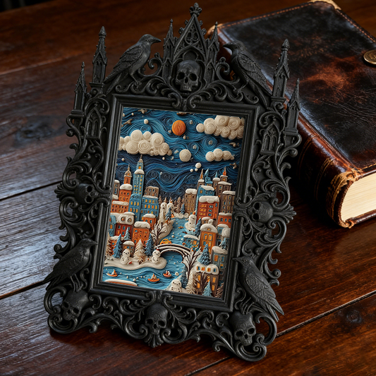 Edgy Gothic Dark-style Photo Frame | Gothic Vintage Record Repair Shop Decor, Photo Ornament, Dual-use Display, Retro Plastic Frame