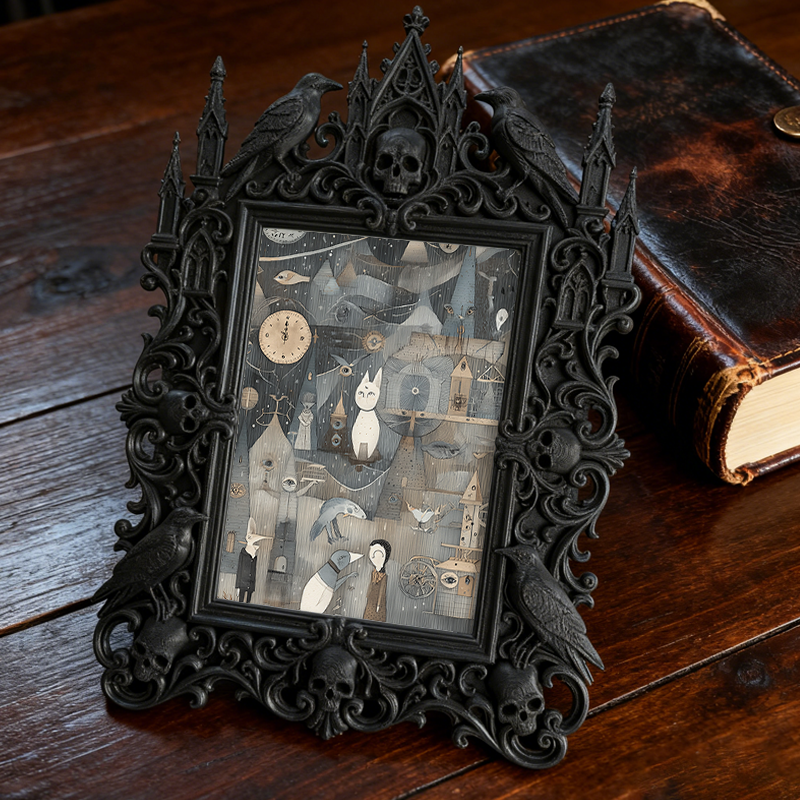 Stylish Gothic Dark-style Photo Frame | Horror Escape Room Winner Prize Decor, Photo Ornament, Wall-mountable & Tabletop, Reusable Frame