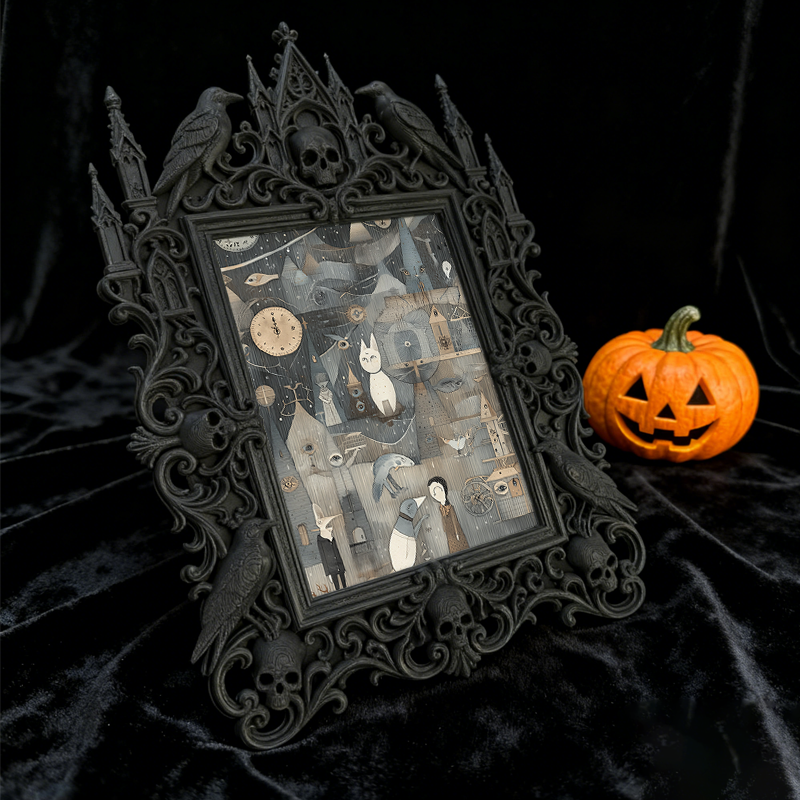 Stylish Gothic Dark-style Photo Frame | Horror Escape Room Winner Prize Decor, Photo Ornament, Wall-mountable & Tabletop, Reusable Frame
