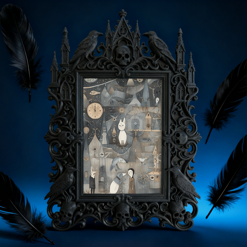 Stylish Gothic Dark-style Photo Frame | Horror Escape Room Winner Prize Decor, Photo Ornament, Wall-mountable & Tabletop, Reusable Frame