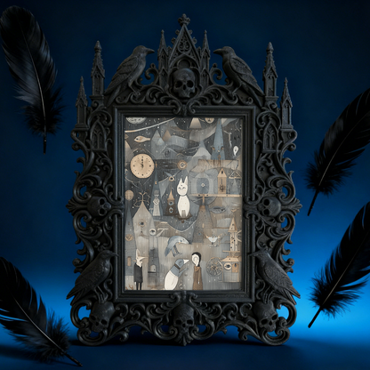 Stylish Gothic Dark-style Photo Frame | Horror Escape Room Winner Prize Decor, Photo Ornament, Wall-mountable & Tabletop, Reusable Frame