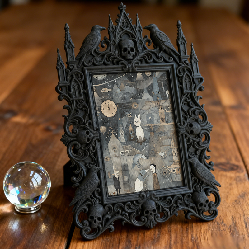 Stylish Gothic Dark-style Photo Frame | Horror Escape Room Winner Prize Decor, Photo Ornament, Wall-mountable & Tabletop, Reusable Frame