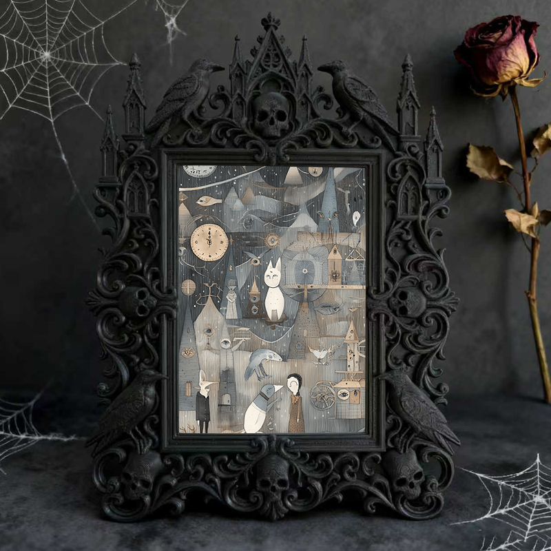 Stylish Gothic Dark-style Photo Frame | Horror Escape Room Winner Prize Decor, Photo Ornament, Wall-mountable & Tabletop, Reusable Frame