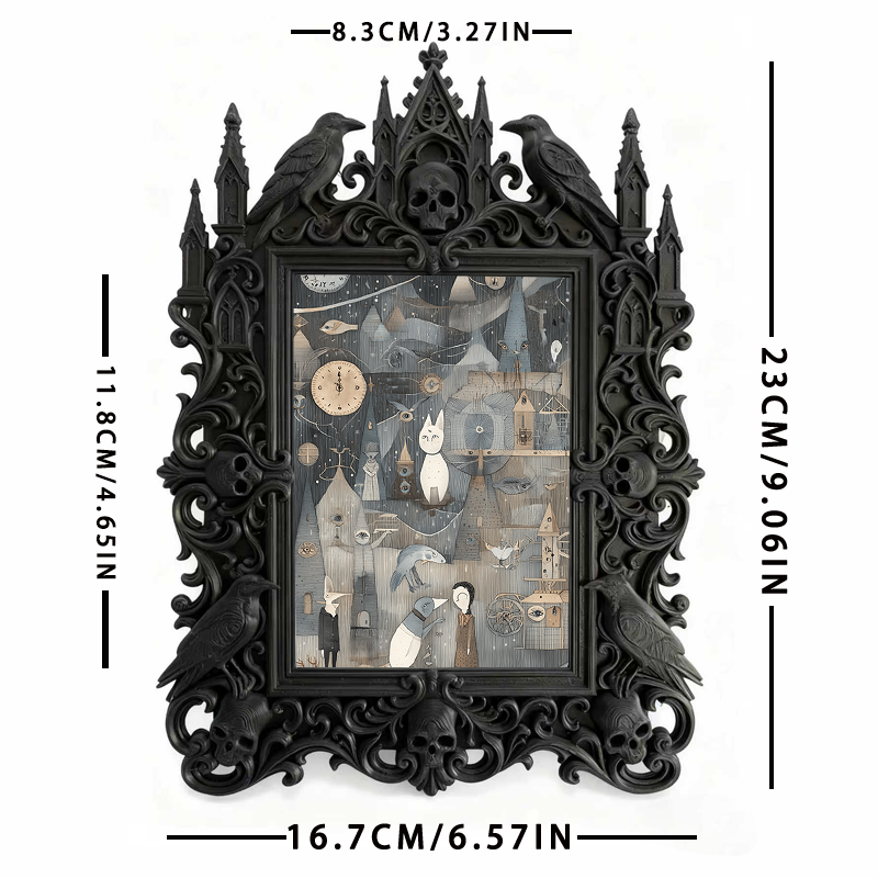 Stylish Gothic Dark-style Photo Frame | Horror Escape Room Winner Prize Decor, Photo Ornament, Wall-mountable & Tabletop, Reusable Frame