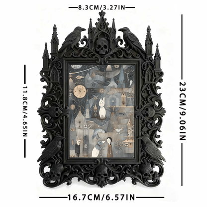Stylish Gothic Dark-style Photo Frame | Horror Escape Room Winner Prize Decor, Photo Ornament, Wall-mountable & Tabletop, Reusable Frame