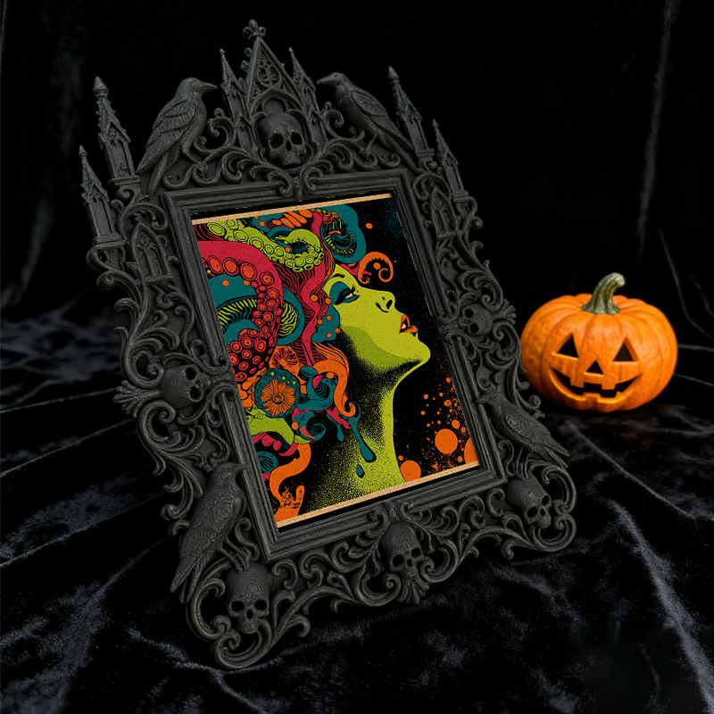 Rare Gothic Dark-style Photo Frame | Vampire Cosplay Fangs Shop Display, Photo Ornament, Wall/Table Dual-use, High-gloss Frame