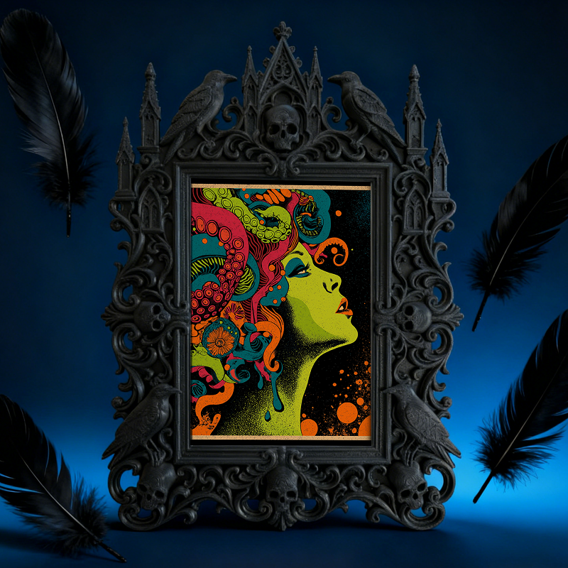 Rare Gothic Dark-style Photo Frame | Vampire Cosplay Fangs Shop Display, Photo Ornament, Wall/Table Dual-use, High-gloss Frame
