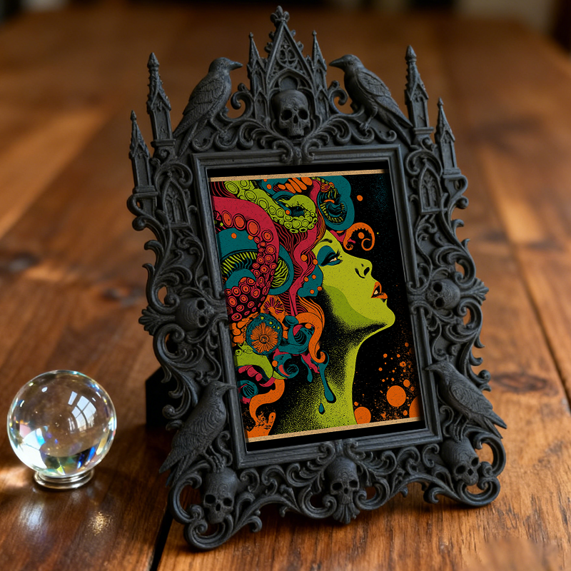 Rare Gothic Dark-style Photo Frame | Vampire Cosplay Fangs Shop Display, Photo Ornament, Wall/Table Dual-use, High-gloss Frame