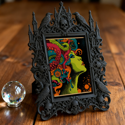 Rare Gothic Dark-style Photo Frame | Vampire Cosplay Fangs Shop Display, Photo Ornament, Wall/Table Dual-use, High-gloss Frame