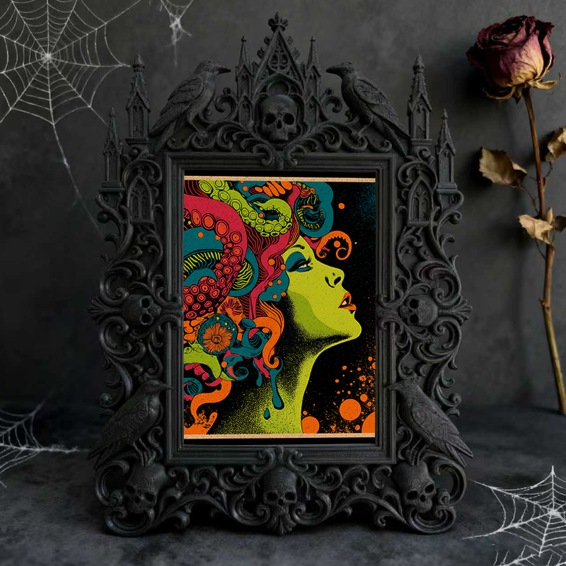 Rare Gothic Dark-style Photo Frame | Vampire Cosplay Fangs Shop Display, Photo Ornament, Wall/Table Dual-use, High-gloss Frame