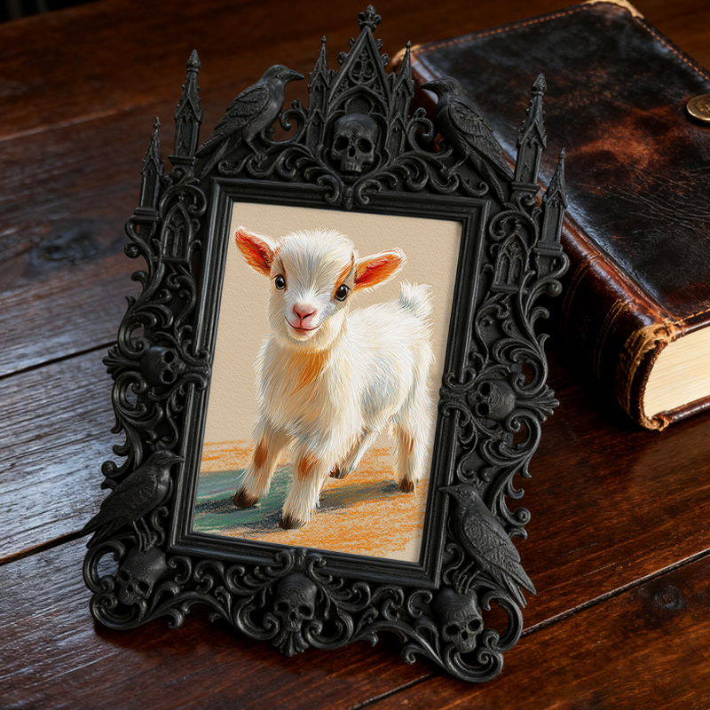 Bold Gothic Dark-style Photo Frame | Dark Academia Fountain Pen Repair Shop Decor, Photo Ornament, Wall-mountable & Tabletop, Minimalist Fra
