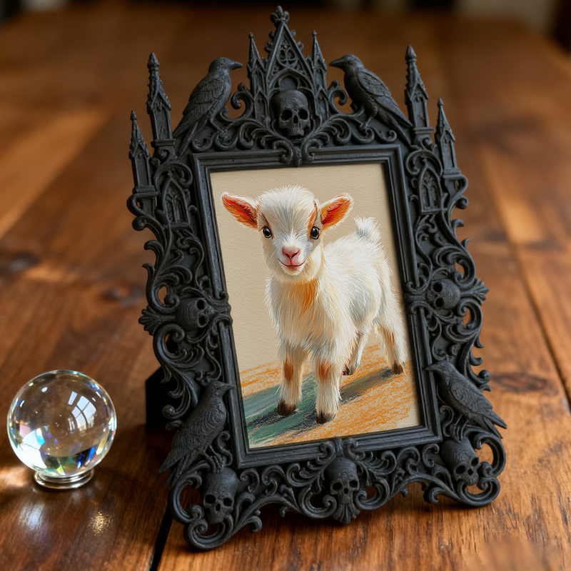Bold Gothic Dark-style Photo Frame | Dark Academia Fountain Pen Repair Shop Decor, Photo Ornament, Wall-mountable & Tabletop, Minimalist Fra