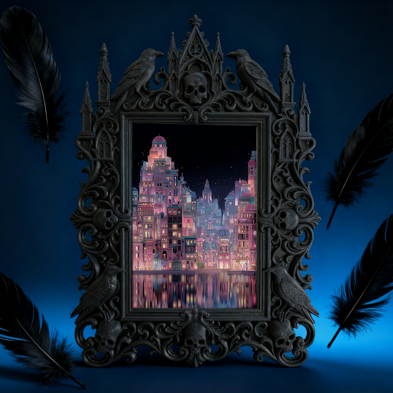 Edgy Gothic Dark-style Photo Frame | Gothic Tattoo Aftercare Product Shop Decor, Photo Ornament, Wall-mountable & Tabletop, Practical Frame