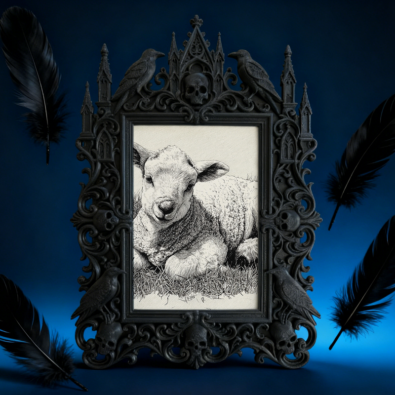 Stylish Gothic Dark-style Photo Frame | Ghost-themed Boutique Hotel Room Decor, Photo Ornament, Wall/Table Dual-use, Cozy Frame