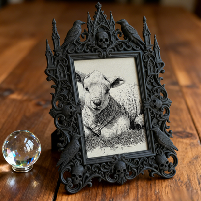 Stylish Gothic Dark-style Photo Frame | Ghost-themed Boutique Hotel Room Decor, Photo Ornament, Wall/Table Dual-use, Cozy Frame