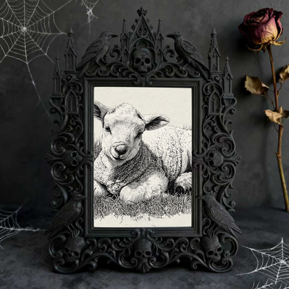 Stylish Gothic Dark-style Photo Frame | Ghost-themed Boutique Hotel Room Decor, Photo Ornament, Wall/Table Dual-use, Cozy Frame