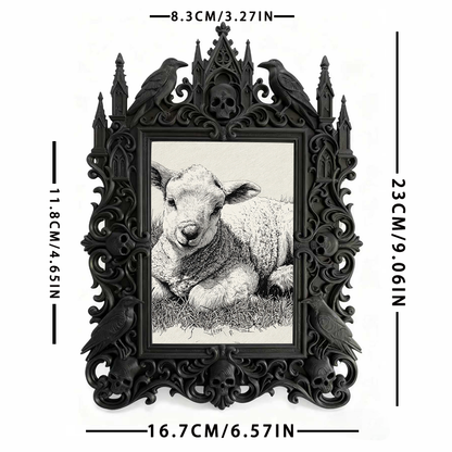 Stylish Gothic Dark-style Photo Frame | Ghost-themed Boutique Hotel Room Decor, Photo Ornament, Wall/Table Dual-use, Cozy Frame