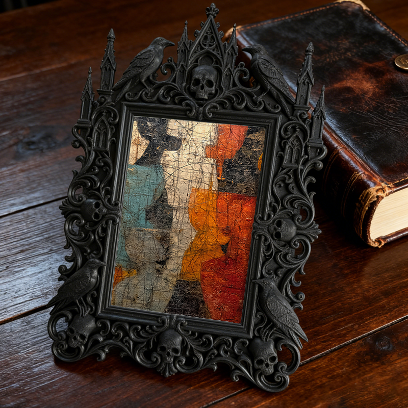 Rare Gothic Dark-style Photo Frame | Dark Fantasy Miniature War Game Shop Decor, Photo Ornament, Wall-mountable & Tabletop, Collectible Fram