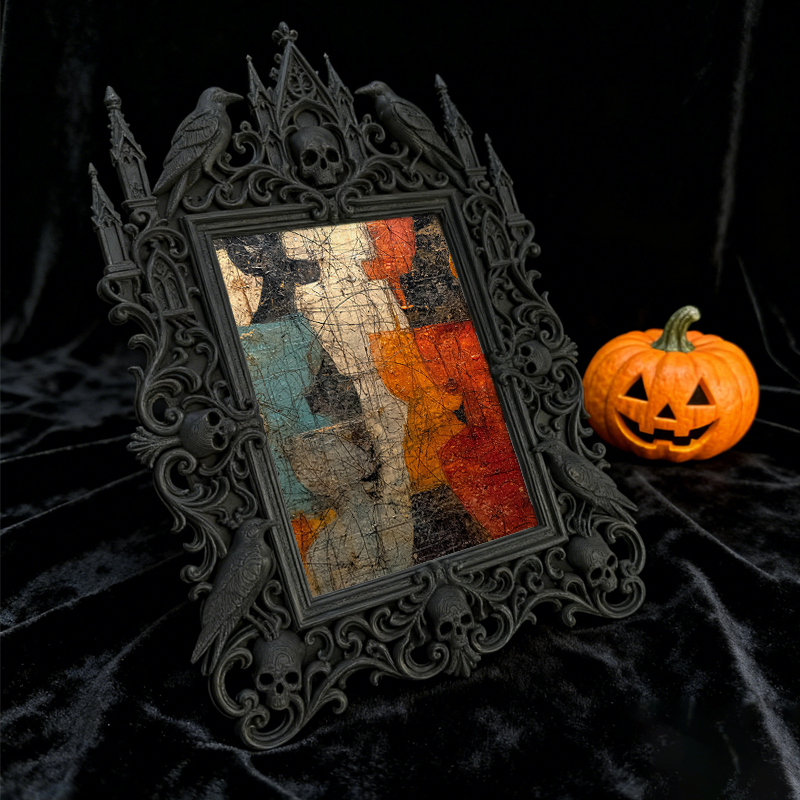 Rare Gothic Dark-style Photo Frame | Dark Fantasy Miniature War Game Shop Decor, Photo Ornament, Wall-mountable & Tabletop, Collectible Fram