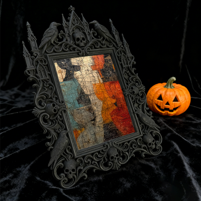 Rare Gothic Dark-style Photo Frame | Dark Fantasy Miniature War Game Shop Decor, Photo Ornament, Wall-mountable & Tabletop, Collectible Fram