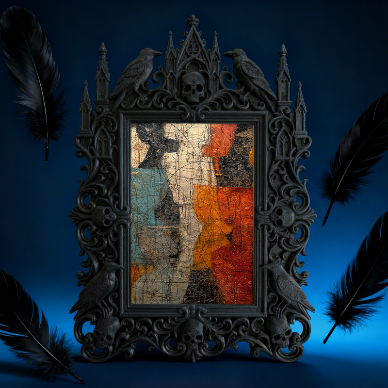 Rare Gothic Dark-style Photo Frame | Dark Fantasy Miniature War Game Shop Decor, Photo Ornament, Wall-mountable & Tabletop, Collectible Fram
