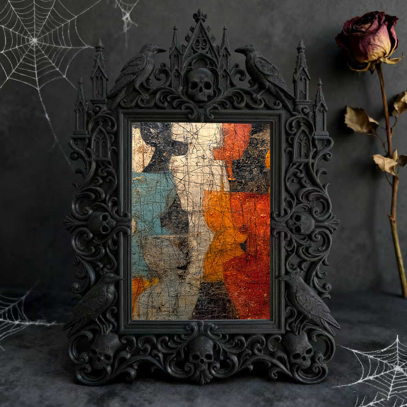 Rare Gothic Dark-style Photo Frame | Dark Fantasy Miniature War Game Shop Decor, Photo Ornament, Wall-mountable & Tabletop, Collectible Fram