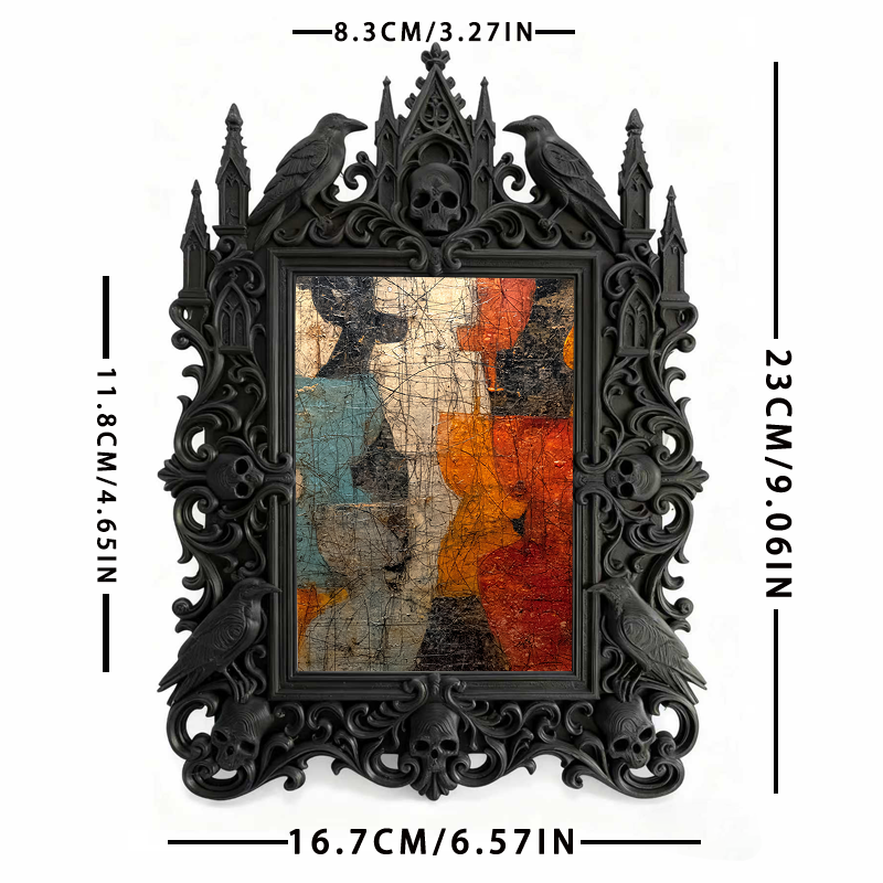 Rare Gothic Dark-style Photo Frame | Dark Fantasy Miniature War Game Shop Decor, Photo Ornament, Wall-mountable & Tabletop, Collectible Fram