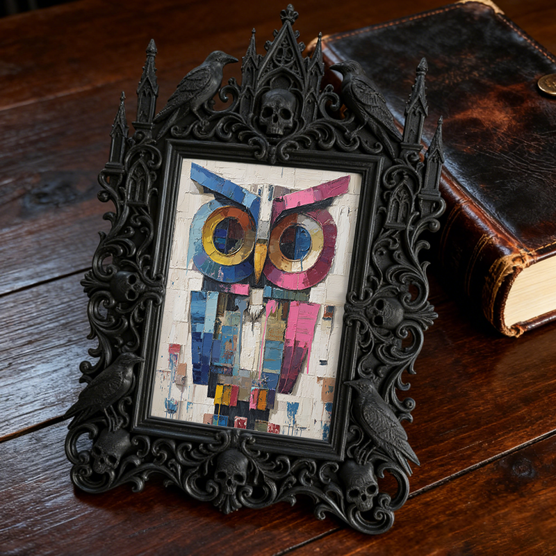 Bold Gothic Dark-style Photo Frame | Gothic Handmade Skincare Lab Decor, Photo Ornament, Dual-use Display, Non-toxic Frame