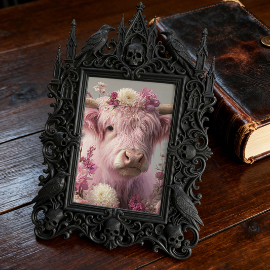 Unique Gothic Dark-style Photo Frame | Witchy Tarot Card Storage Shop Decor, Photo Ornament, Wall-mountable & Tabletop, Frosted Frame