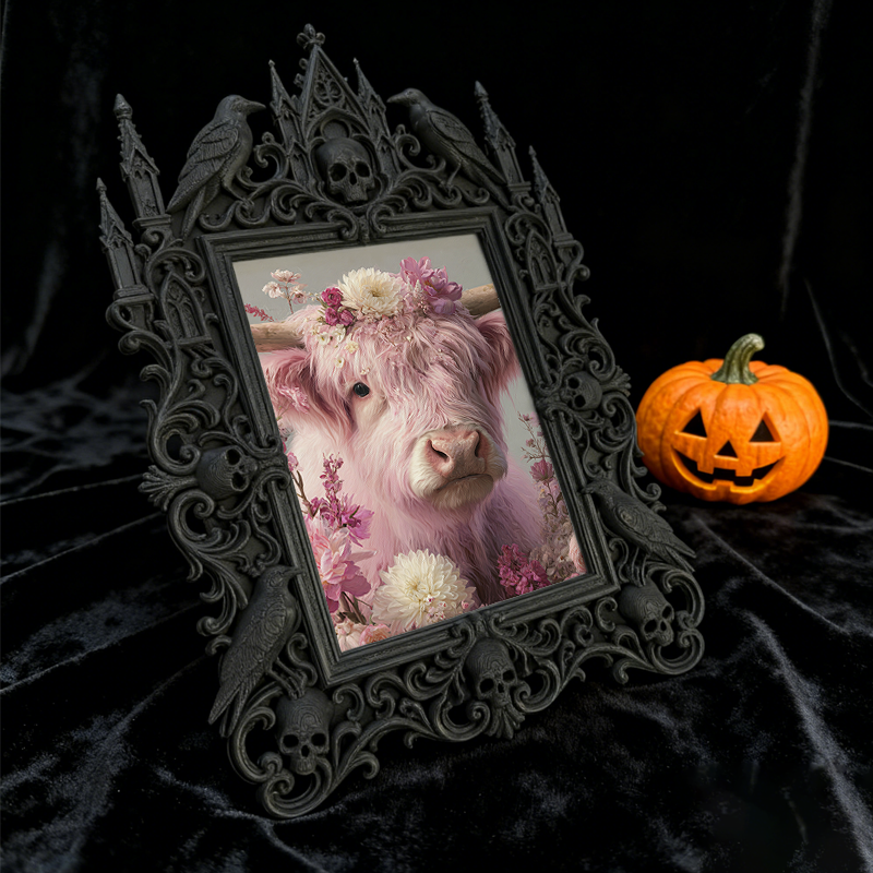 Unique Gothic Dark-style Photo Frame | Witchy Tarot Card Storage Shop Decor, Photo Ornament, Wall-mountable & Tabletop, Frosted Frame