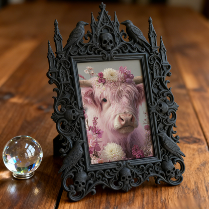 Unique Gothic Dark-style Photo Frame | Witchy Tarot Card Storage Shop Decor, Photo Ornament, Wall-mountable & Tabletop, Frosted Frame
