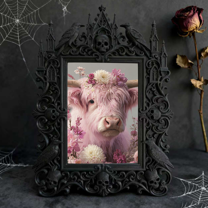 Unique Gothic Dark-style Photo Frame | Witchy Tarot Card Storage Shop Decor, Photo Ornament, Wall-mountable & Tabletop, Frosted Frame