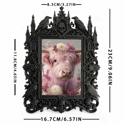 Unique Gothic Dark-style Photo Frame | Witchy Tarot Card Storage Shop Decor, Photo Ornament, Wall-mountable & Tabletop, Frosted Frame