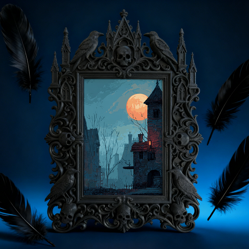 Edgy Gothic Dark-style Photo Frame | Gothic Basement Home Theater Decor, Photo Ornament, Wall/Table Dual-use, Moisture-proof Frame