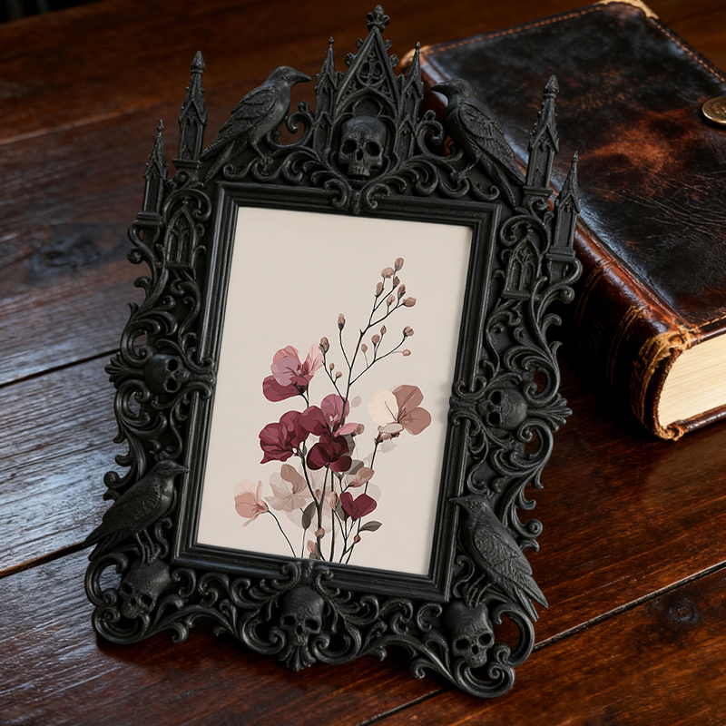 Stylish Gothic Dark-style Photo Frame | Horror Movie VHS Rental Shop Decor, Photo Ornament, Wall-mountable & Tabletop, Display-grade Frame
