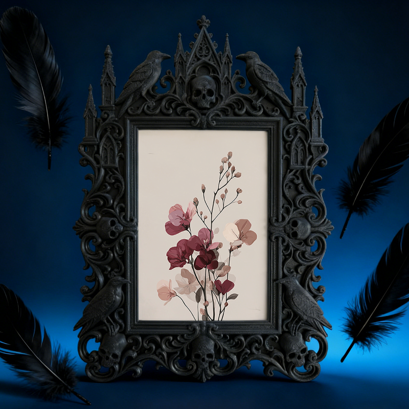 Stylish Gothic Dark-style Photo Frame | Horror Movie VHS Rental Shop Decor, Photo Ornament, Wall-mountable & Tabletop, Display-grade Frame