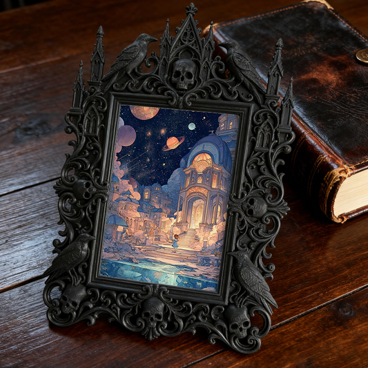 Rare Gothic Dark-style Photo Frame | Vampire Themed Craft Beer Bar Decor, Photo Ornament, Dual-use Display, Elegant Plastic Frame