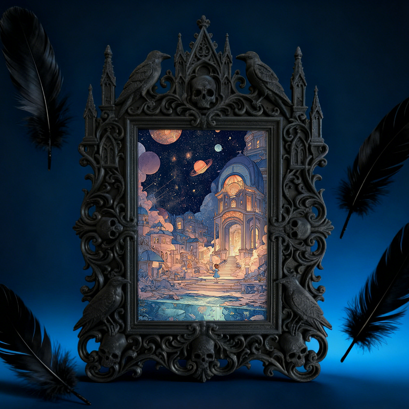 Rare Gothic Dark-style Photo Frame | Vampire Themed Craft Beer Bar Decor, Photo Ornament, Dual-use Display, Elegant Plastic Frame