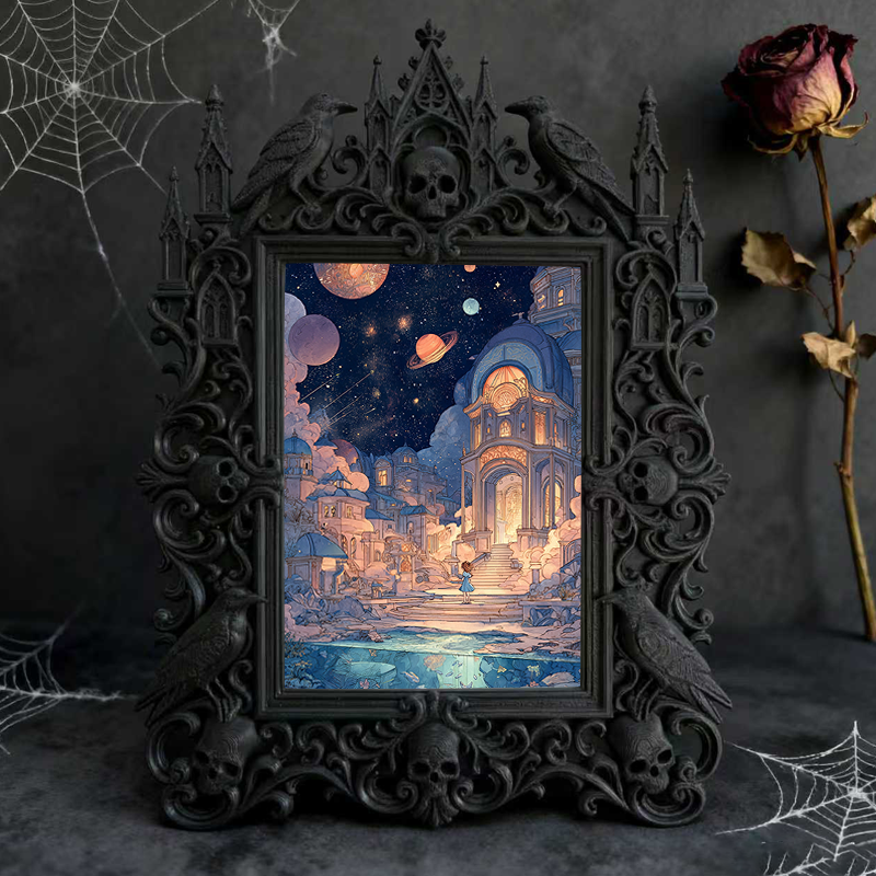 Rare Gothic Dark-style Photo Frame | Vampire Themed Craft Beer Bar Decor, Photo Ornament, Dual-use Display, Elegant Plastic Frame