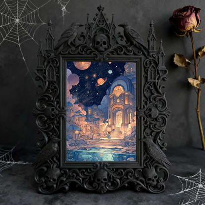 Rare Gothic Dark-style Photo Frame | Vampire Themed Craft Beer Bar Decor, Photo Ornament, Dual-use Display, Elegant Plastic Frame