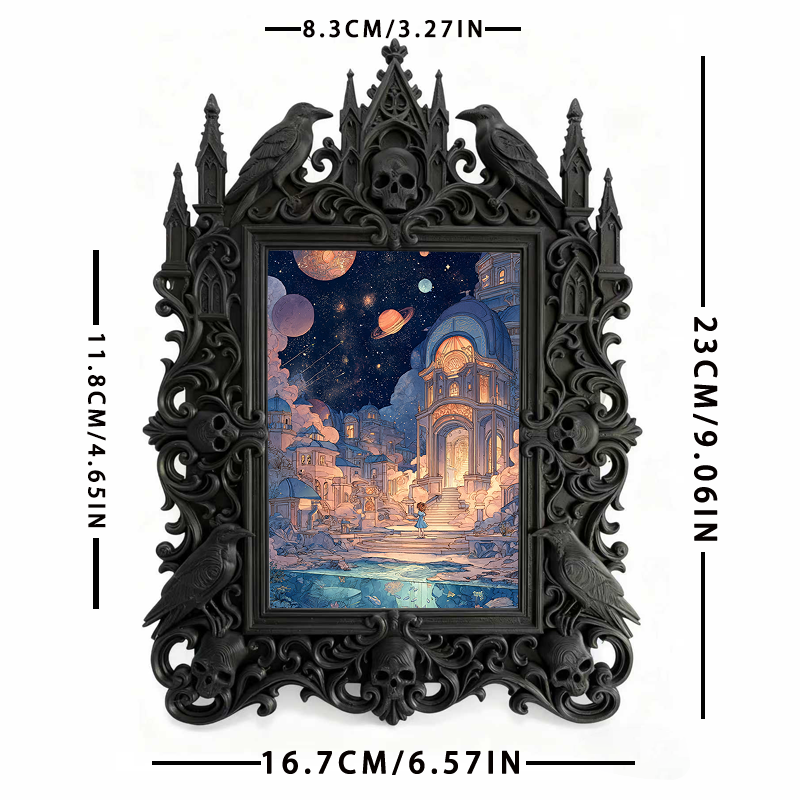 Rare Gothic Dark-style Photo Frame | Vampire Themed Craft Beer Bar Decor, Photo Ornament, Dual-use Display, Elegant Plastic Frame