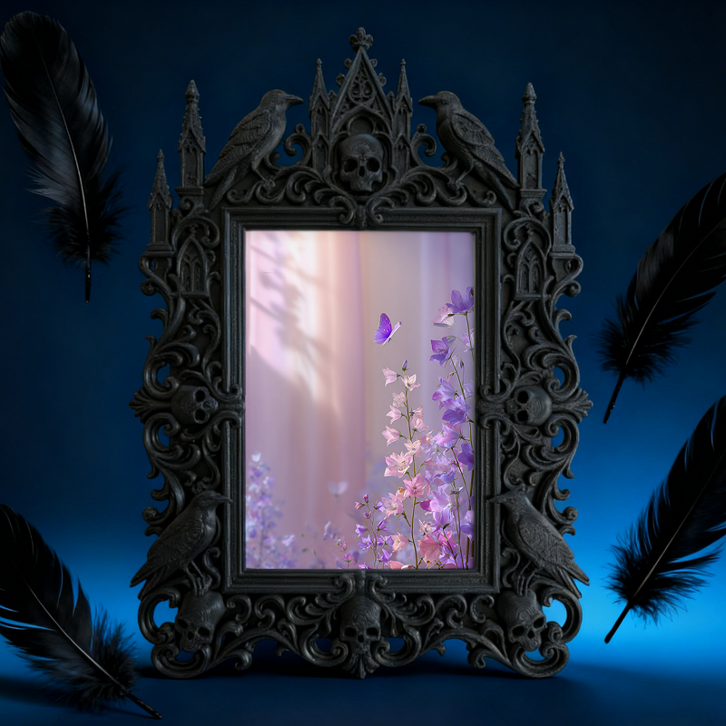Unique Gothic Dark-style Photo Frame | Witchy Spell Jar Storage Shelf Decor, Photo Ornament, Dual-use Display, Sturdy Frame