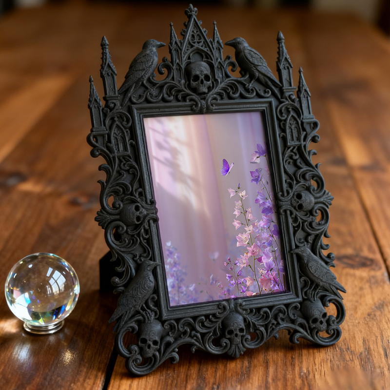 Unique Gothic Dark-style Photo Frame | Witchy Spell Jar Storage Shelf Decor, Photo Ornament, Dual-use Display, Sturdy Frame