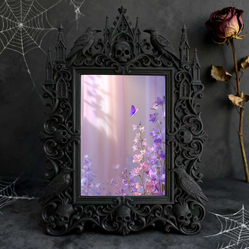 Unique Gothic Dark-style Photo Frame | Witchy Spell Jar Storage Shelf Decor, Photo Ornament, Dual-use Display, Sturdy Frame