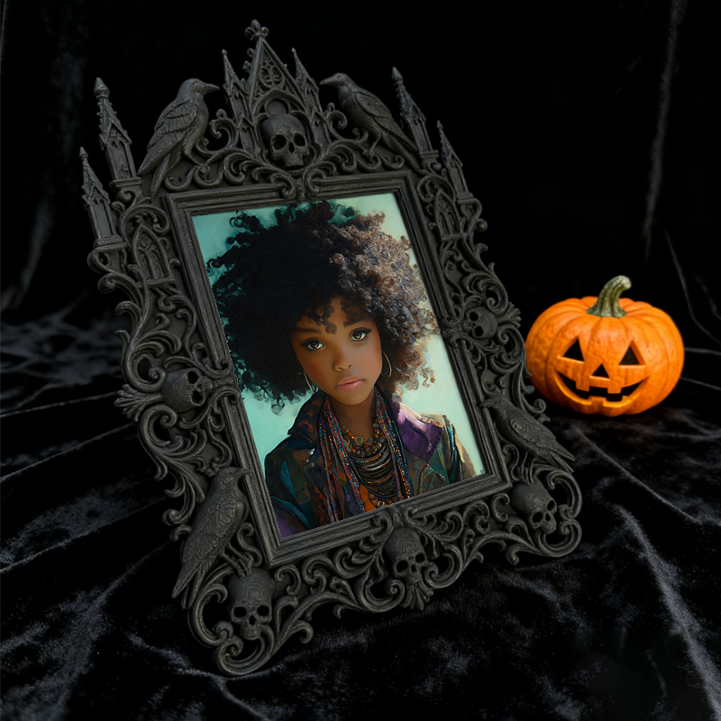 Edgy Gothic Dark-style Photo Frame | Gothic Pet Accessory Handmade Shop Decor, Photo Ornament, Wall-mountable & Tabletop, Cute Frame